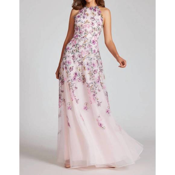 TERI JON Dresses & Skirts - NEW TERI JON tulle floral halter gown in blush multi